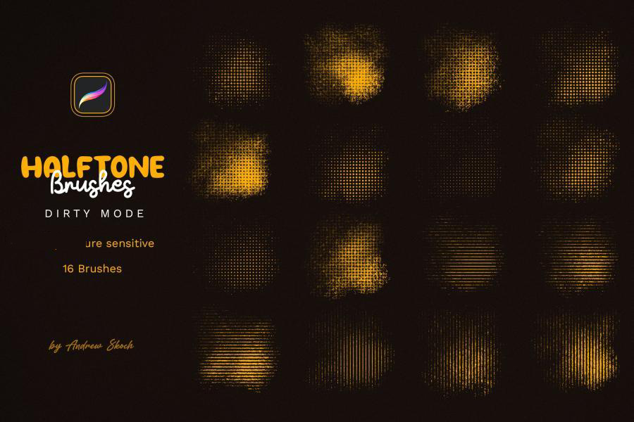 Procreate笔刷-复古半色调效果Procreate笔刷下载 笔刷资源 sucaiwan.com