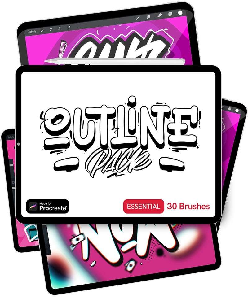 Procreate创意轮廓线条笔刷 笔刷资源 sucaiwan.com