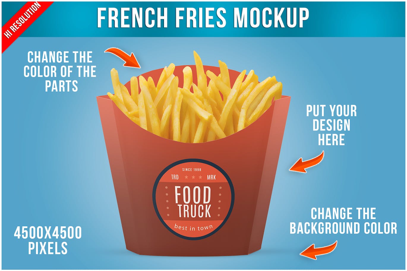 炸薯条纸盒包装设计样机 French Fries Packaging Mockup 样机素材 sucaiwan.com