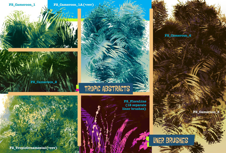 Procreate笔刷-植物树木草地图案笔刷素材 笔刷资源 sucaiwan.com