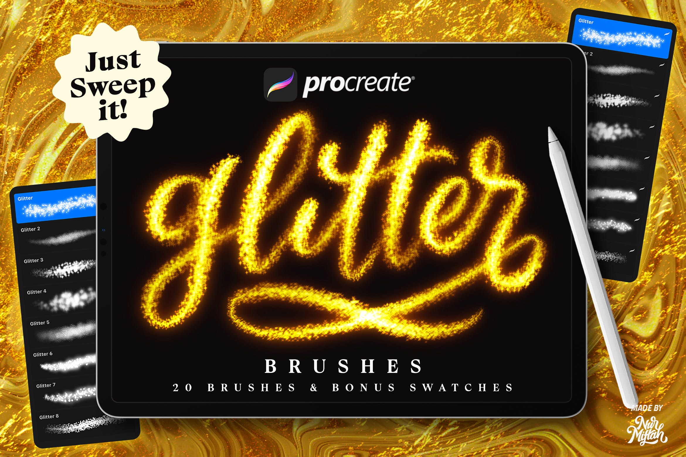 Procreate闪光笔刷 Procreate Glitter Brushes 笔刷资源 sucaiwan.com