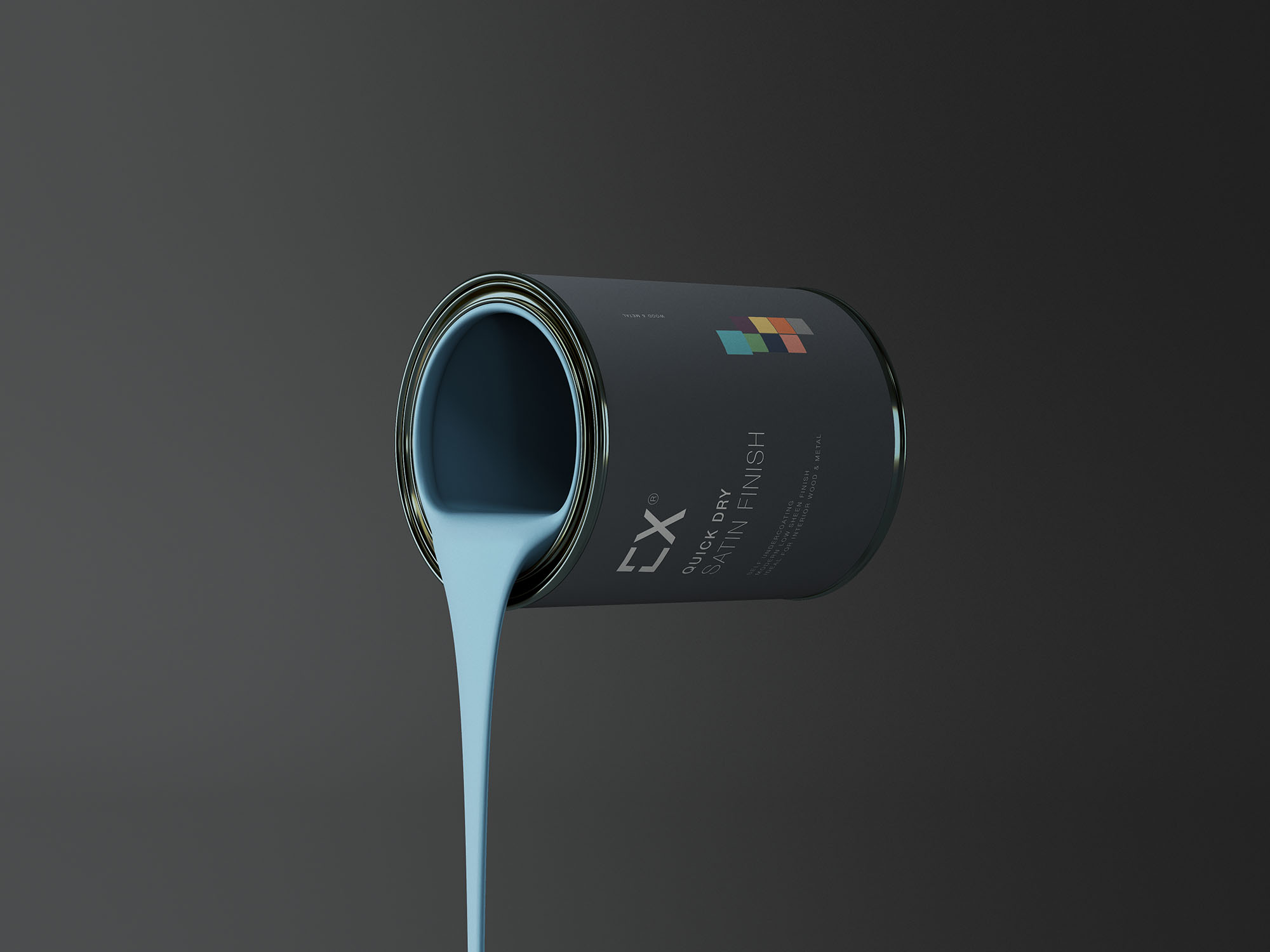 浇漆油漆金属桶包装样机 Pouring Paint Metal Bucket Mockup 样机素材 sucaiwan.com