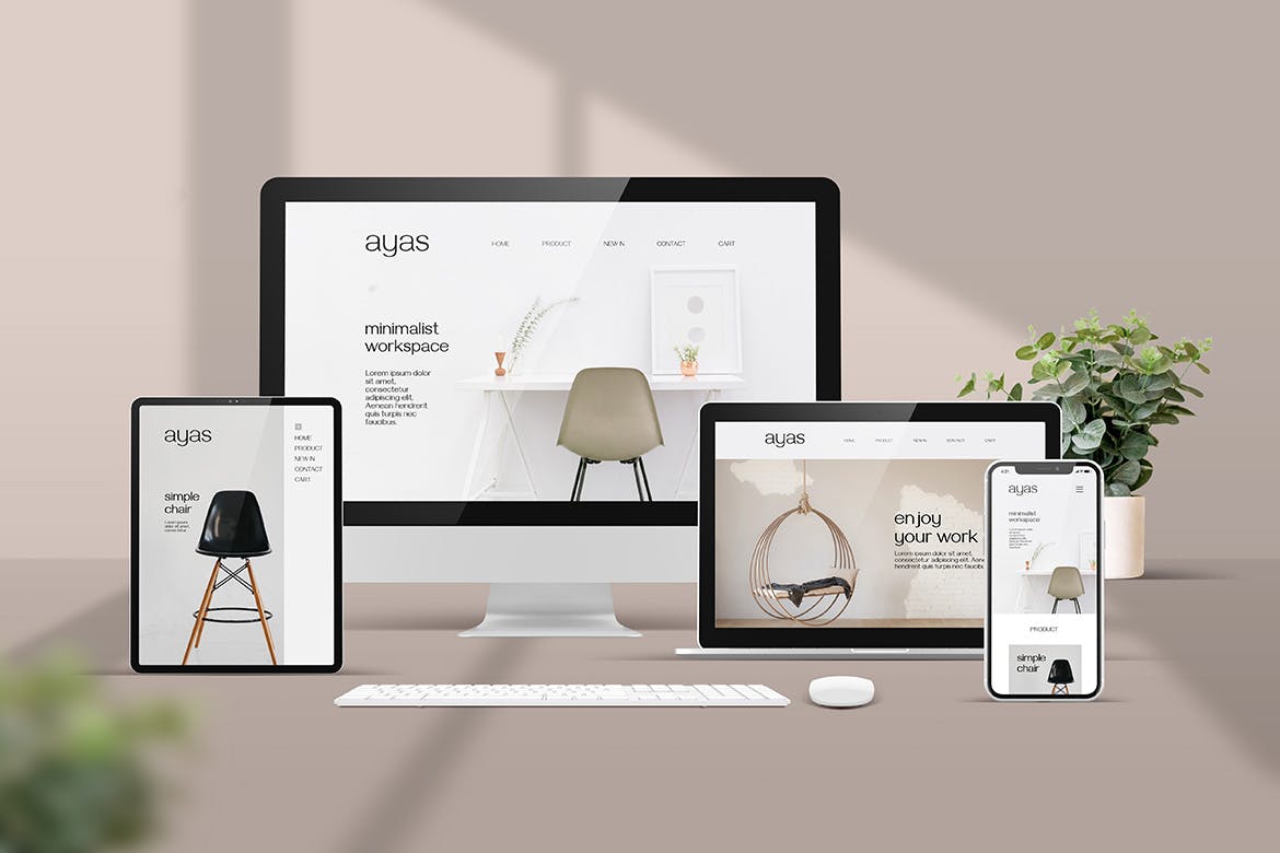 响应式场景多设备样机图 Responsive Screen Mockup 样机素材 sucaiwan.com