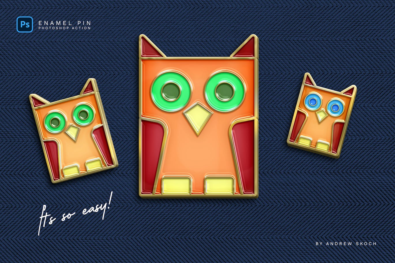 搪瓷别针效果照片处理Photoshop动作 Enamel Pin Photoshop Action 插件预设 sucaiwan.com