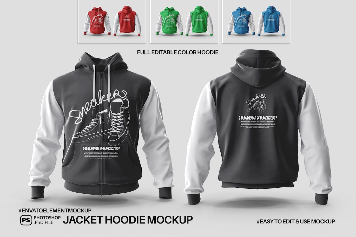 夹克/连帽衫/卫衣设计样机 Jacket Hoodie Mockups 样机素材 第1张-素材湾丨精选海外优质设计素材资源 夹克/连帽衫/卫衣设计样机 Jacket Hoodie Mockups 样机素材 sucaiwan.com