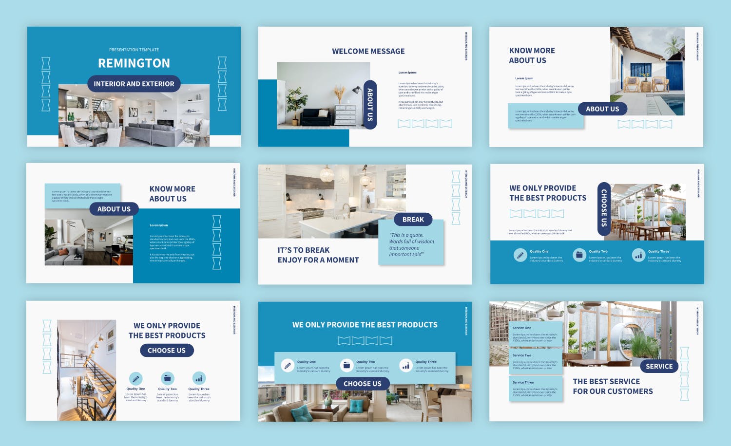 房屋设计PPT演示幻灯片模板 Interior & Exterior Powerpoint Template 幻灯图表 sucaiwan.com