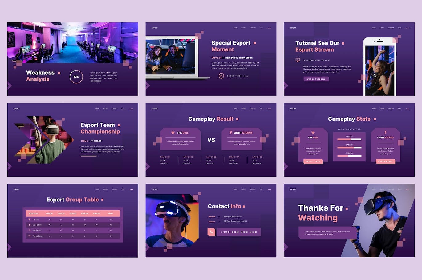 电子竞技和游戏Google幻灯片模板下载 Sparkz – Esport & Gaming Google Slides Template 幻灯图表 sucaiwan.com