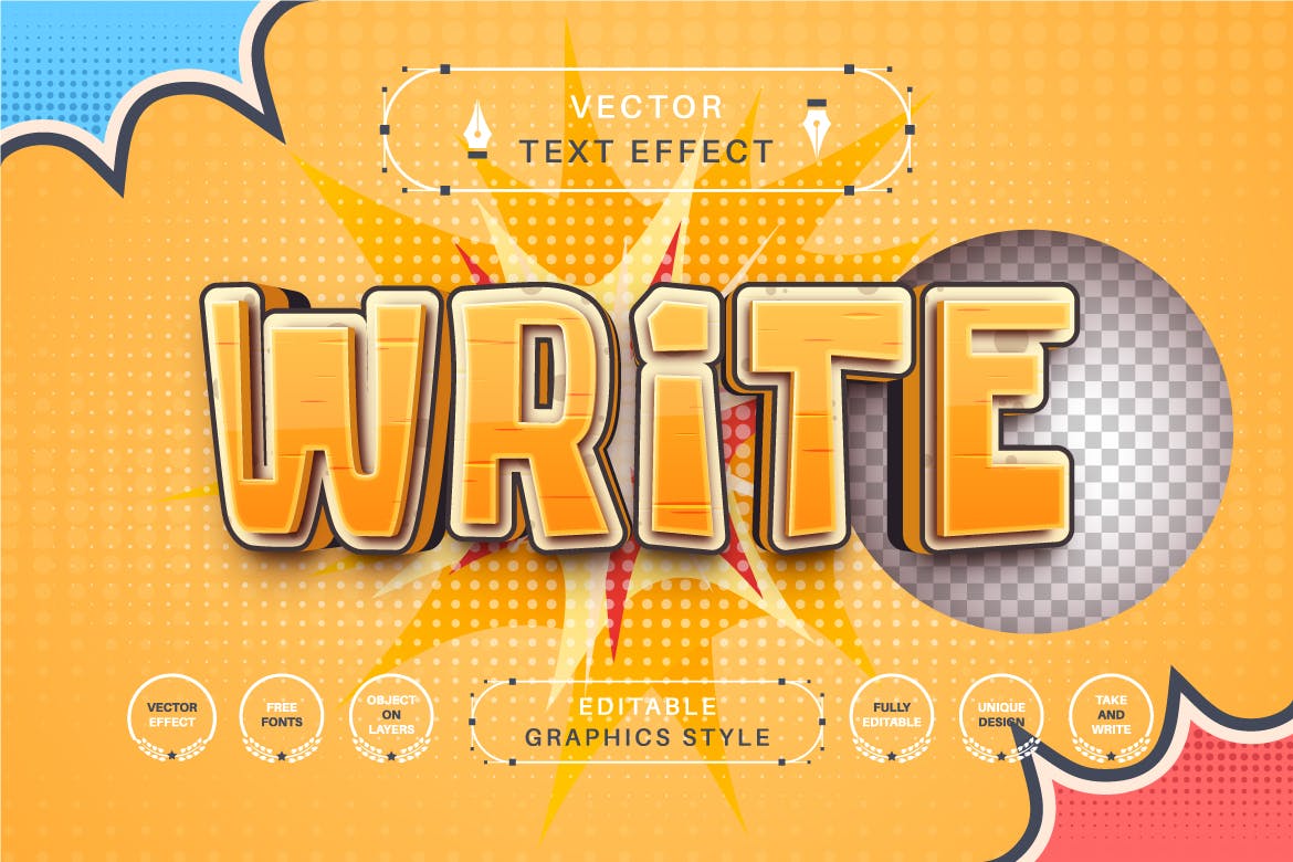 幽默漫画矢量文字效果字体样式 Humor Comic – Editable Text Effect, Font Style 插件预设 sucaiwan.com