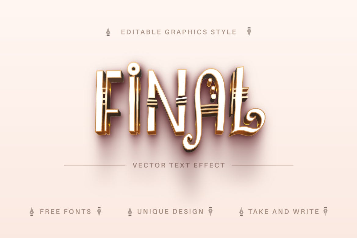 闪亮金色矢量文字效果字体样式 Golden History – Editable Text Effect, Font Style 插件预设 sucaiwan.com