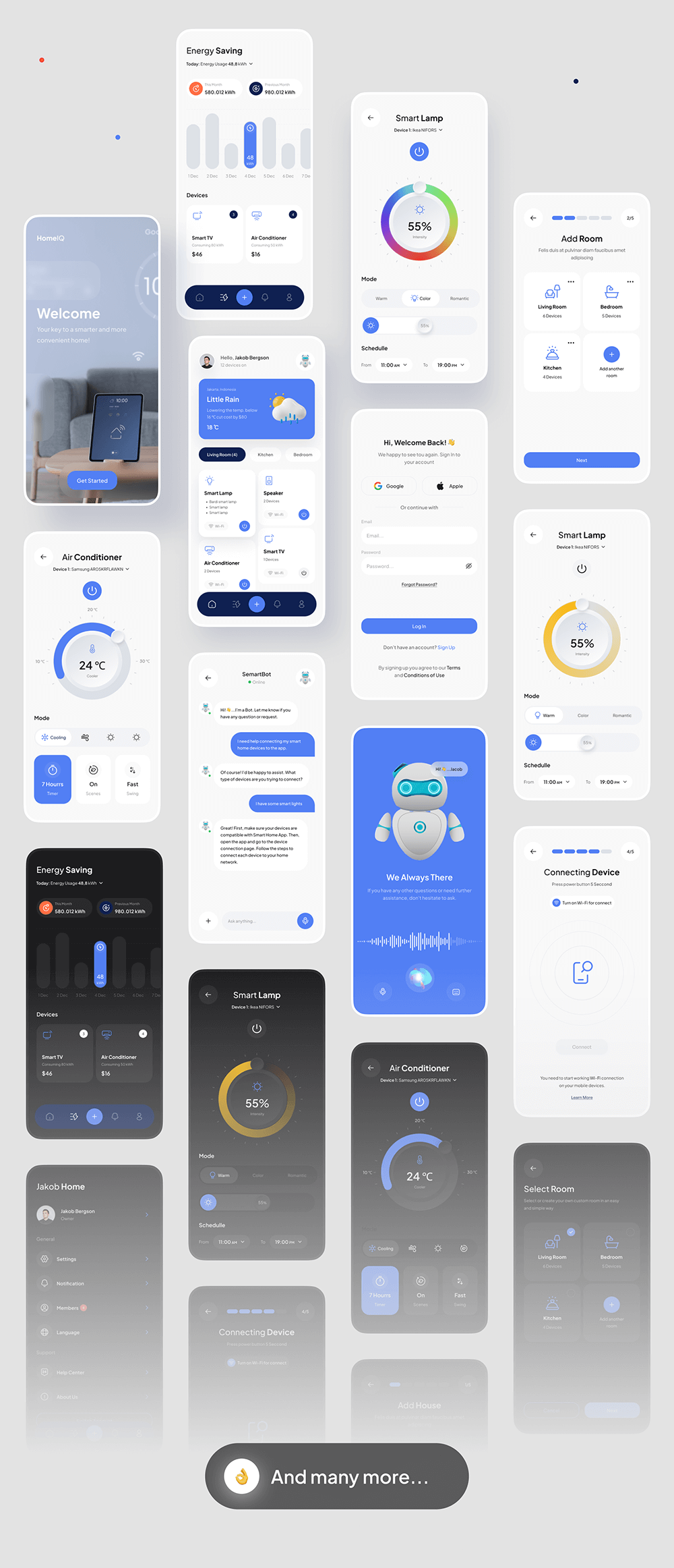 具有现代和简约风格的高级智能家居应用程序UI套件 APP UI sucaiwan.com