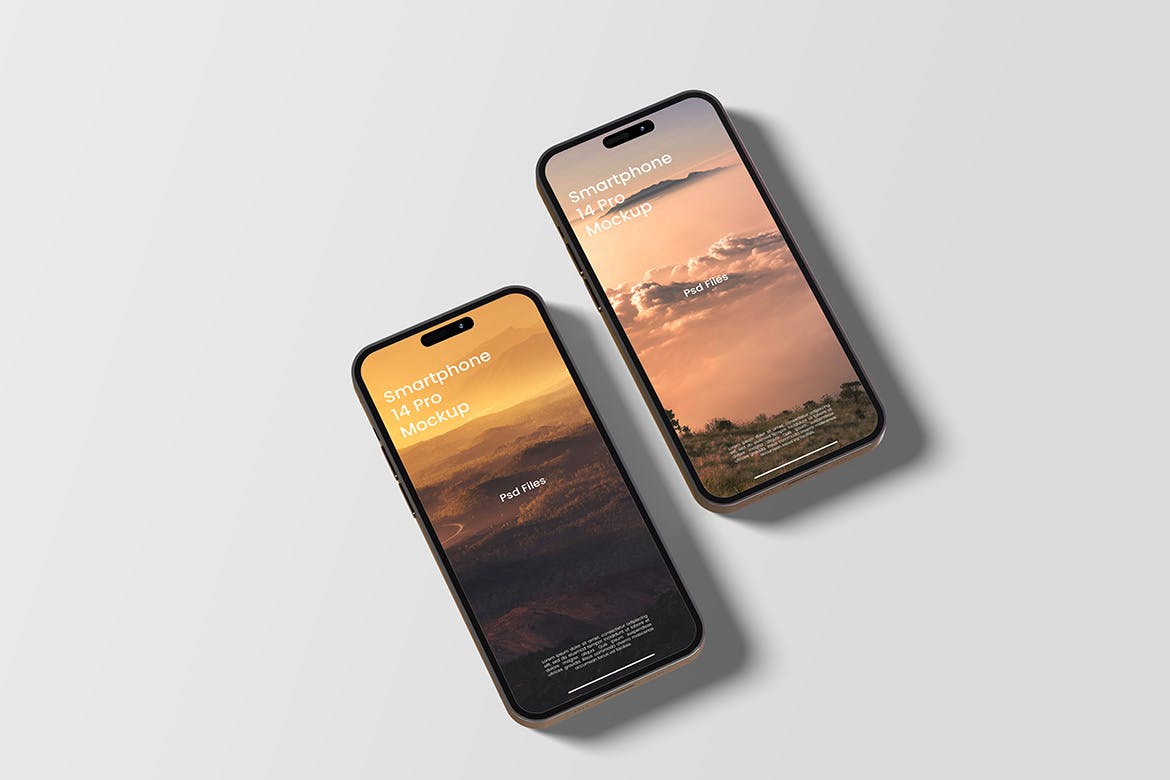 16种不同样式iPhone 14 Pro手机样机图 Smartphone 14 Pro Mockup 样机素材 sucaiwan.com
