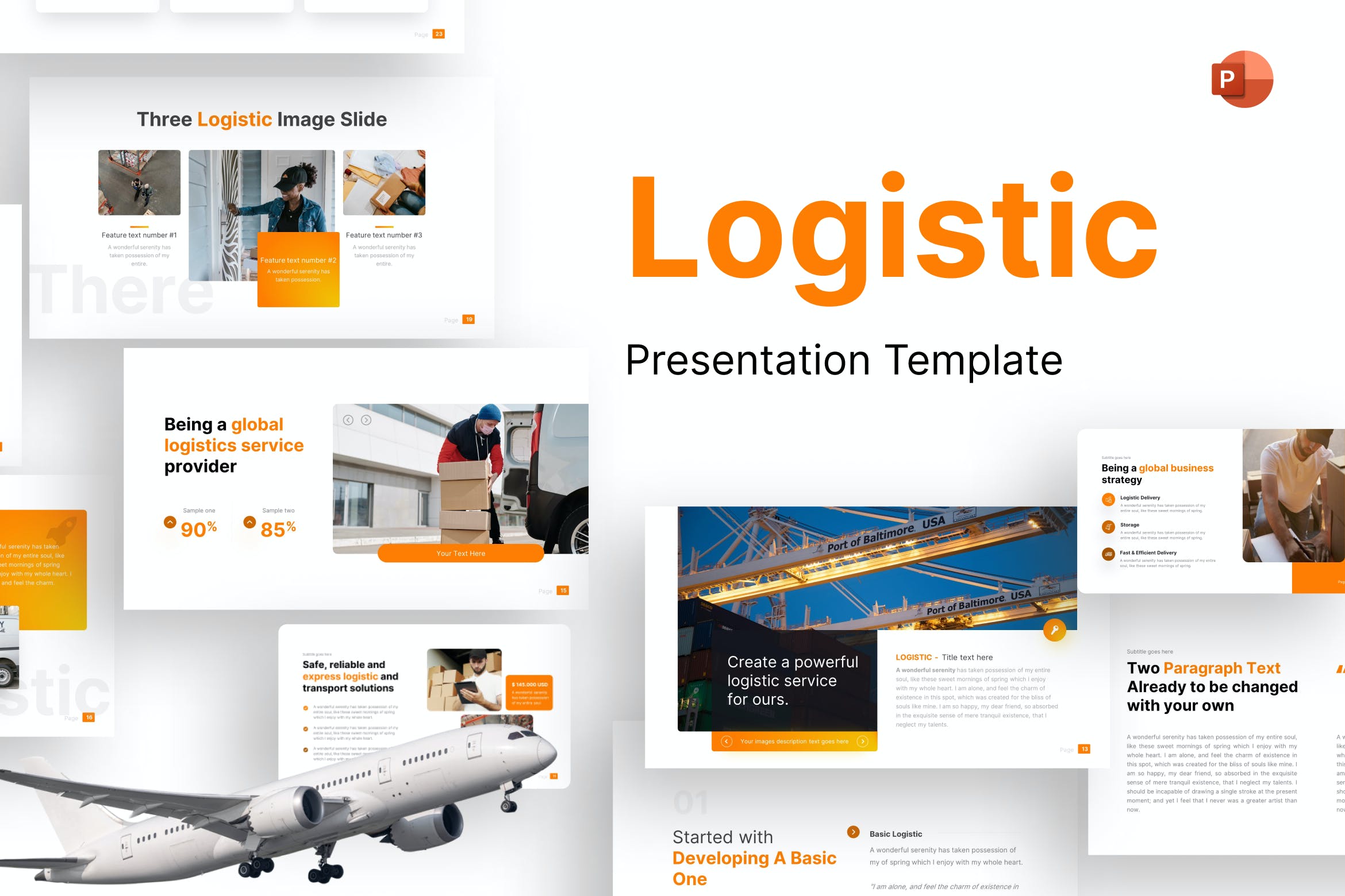 物流专业服务PPT演示幻灯片模板 Logistic Professional PowerPoint Template 幻灯图表 sucaiwan.com