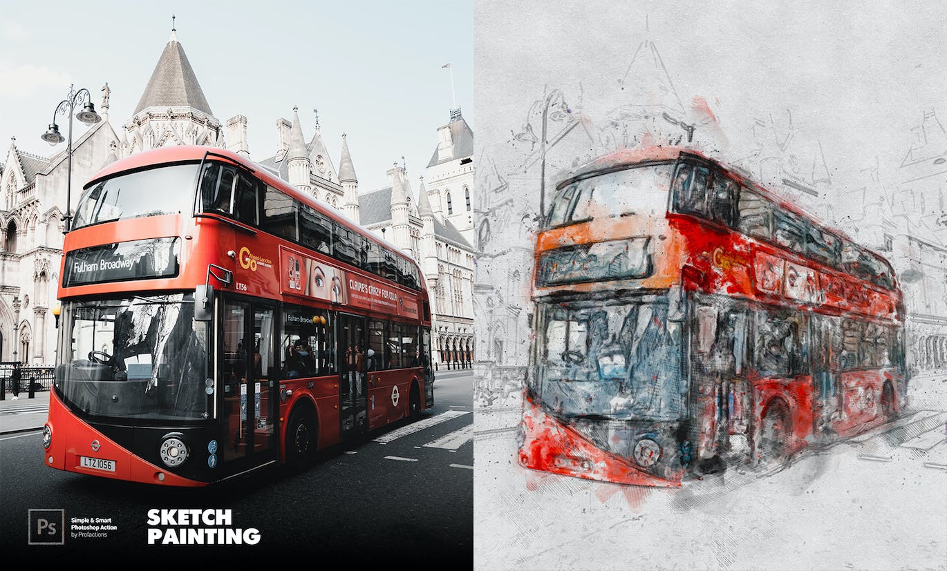 素描绘画效果照片处理ps动作 Sketch Painting Photoshop Action 插件预设 sucaiwan.com