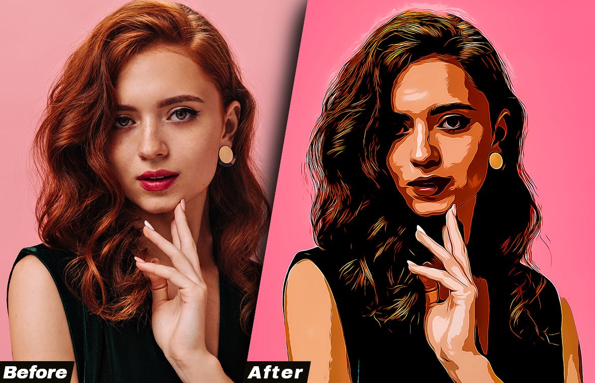 卡通效果照片处理Photoshop动作 Cartoon Effect Photoshop Action 插件预设 sucaiwan.com
