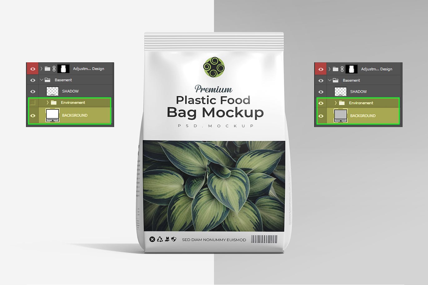 哑光塑料食品包装袋PSD样机 Matte Plastic Food Packaging Bag PSD Mockup 样机素材 sucaiwan.com