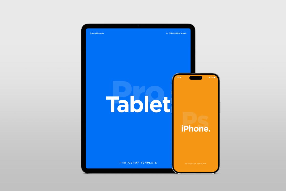 iPhone 14和平板电脑纵向视图样机模板 Phone 14 and Tablet Mockup 02 样机素材 sucaiwan.com