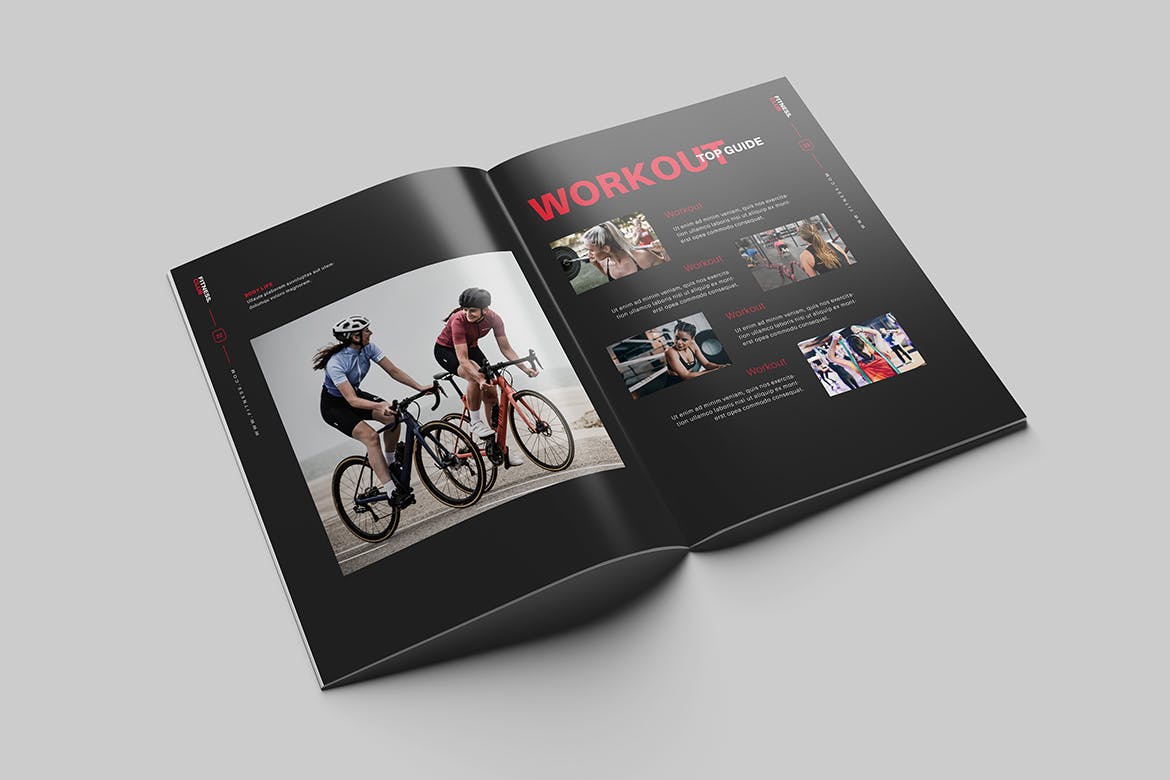 健身运动方案画册模板 Fitness – Gym Brochure 幻灯图表 sucaiwan.com