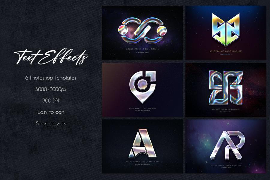 样机模板-3D立体金属全息效果LOGO标志PSD样机素材 样机素材 sucaiwan.com