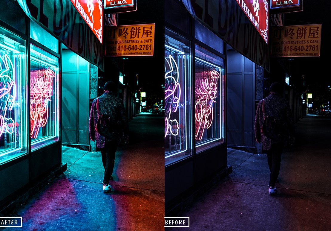 15个潮流复古赛博朋克夜景街拍霓虹灯Lightroom预设 Neon Light Lightroom Presets 插件预设 sucaiwan.com