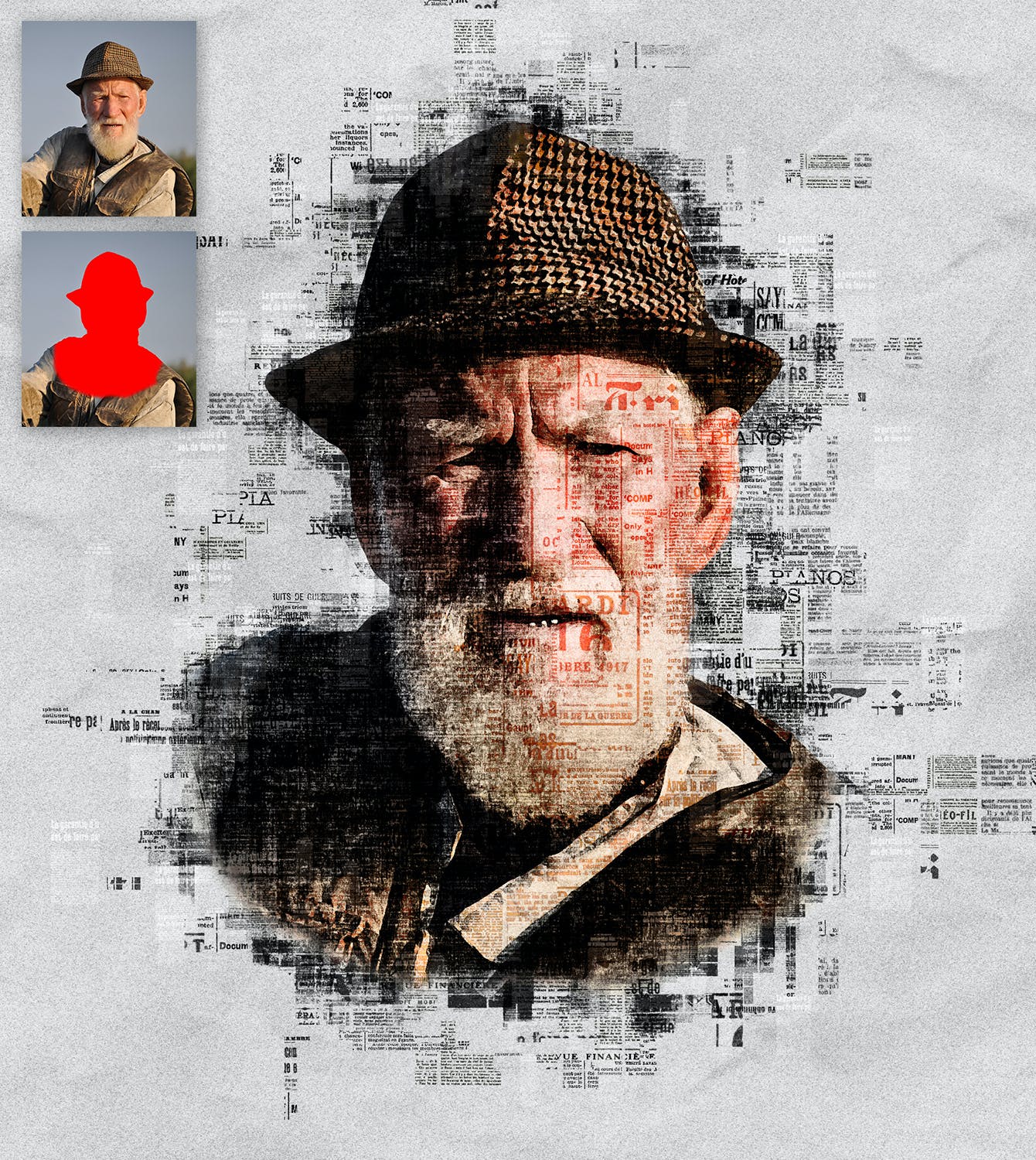 报纸艺术照片处理效果PS动作模板 Newspaper Art Photoshop Action 插件预设 sucaiwan.com