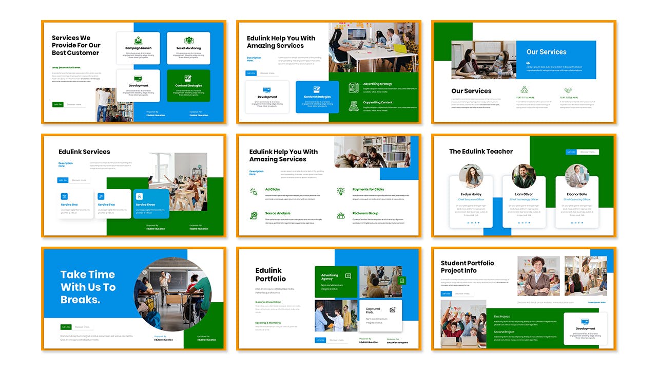 教育演示Google幻灯片模板 Edulink – Education Presentation Google Slide 幻灯图表 sucaiwan.com