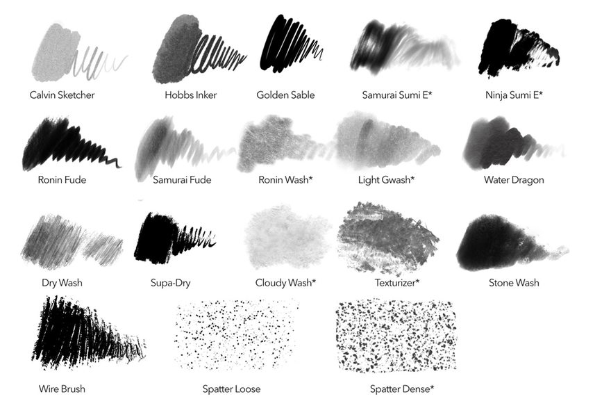 Procreate笔刷-水墨画水性画笔效果Procreate笔刷素材下载 笔刷资源 sucaiwan.com