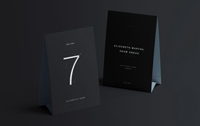 双垂直餐牌餐桌编号样机 （PSD） Twin Vertical Table Tents Mockup (PSD)