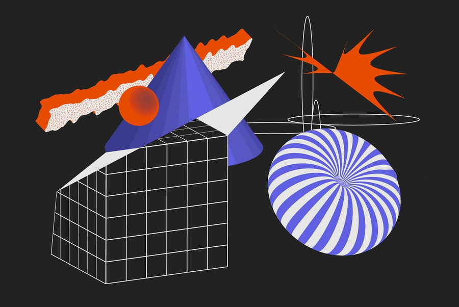 PS资源-90款3D立体几何形状带纹理矢量平面图形PNG素材 图片素材 sucaiwan.com