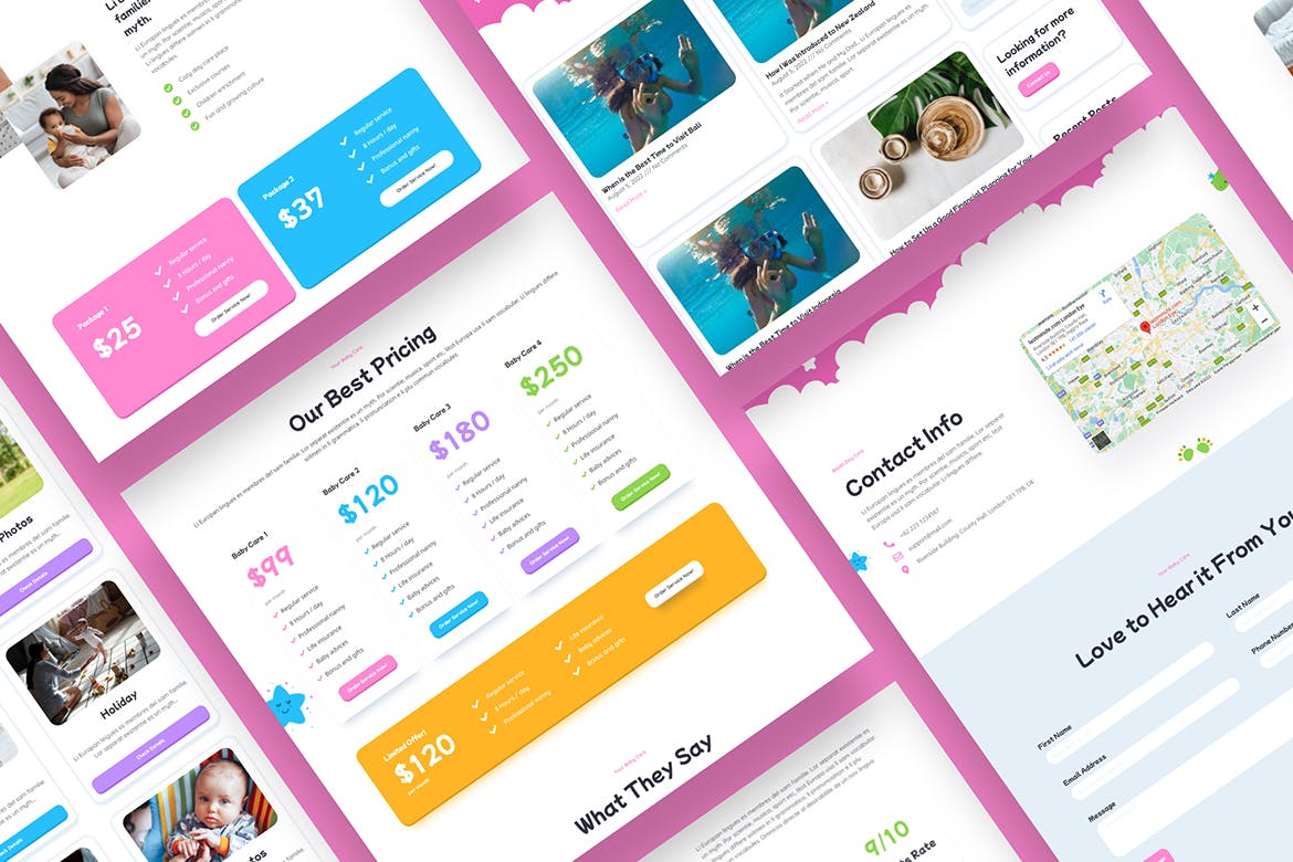 婴儿护理网站着陆页设计Figma模板 Bebbi – Baby Care Figma Template APP UI sucaiwan.com
