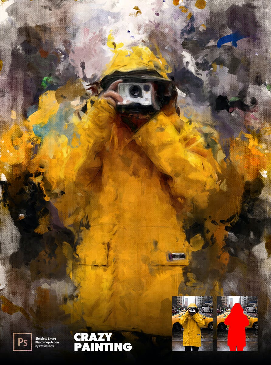 疯狂绘画效果照片处理Photoshop动作 Crazy Painting Photoshop Action 插件预设 sucaiwan.com