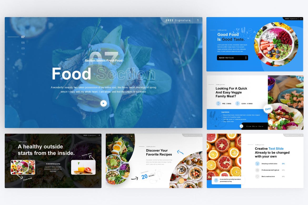 食物食谱指南PPT幻灯片模板 Food Recipes Guide PowerPoint Template 幻灯图表 sucaiwan.com