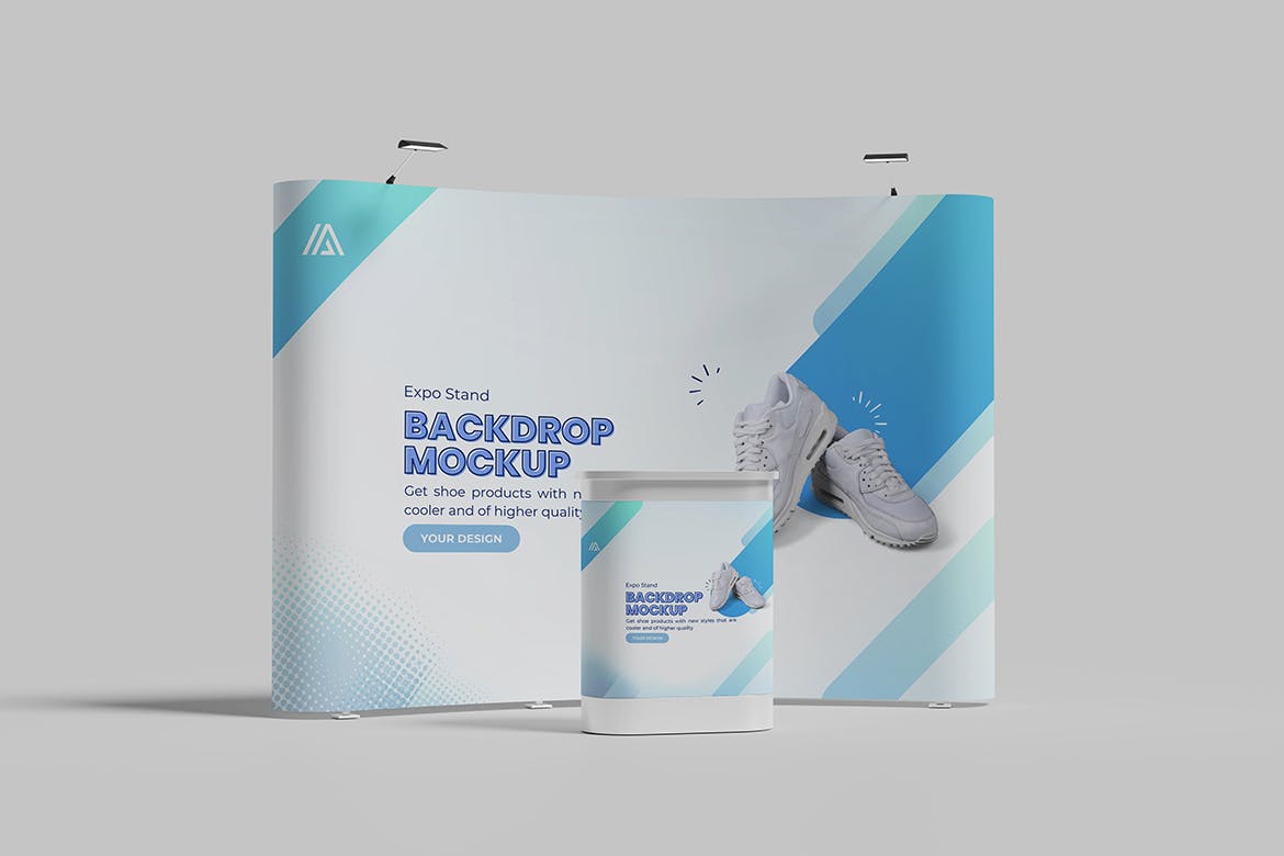 展厅展台背景广告展示样机 Expo Stand Backdrop Mockup 样机素材 sucaiwan.com