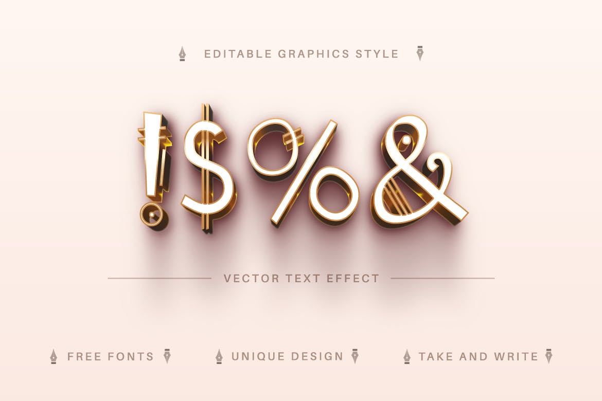 闪亮金色矢量文字效果字体样式 Golden History – Editable Text Effect, Font Style 插件预设 sucaiwan.com