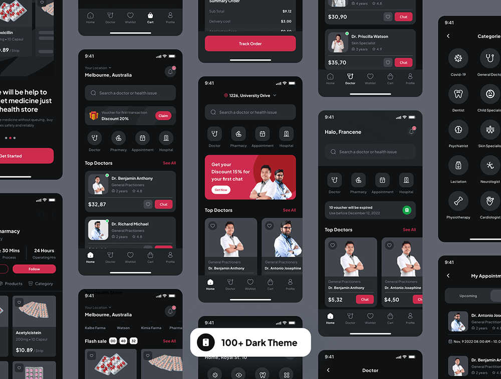 医疗保健应用程序UI套件 APP UI sucaiwan.com
