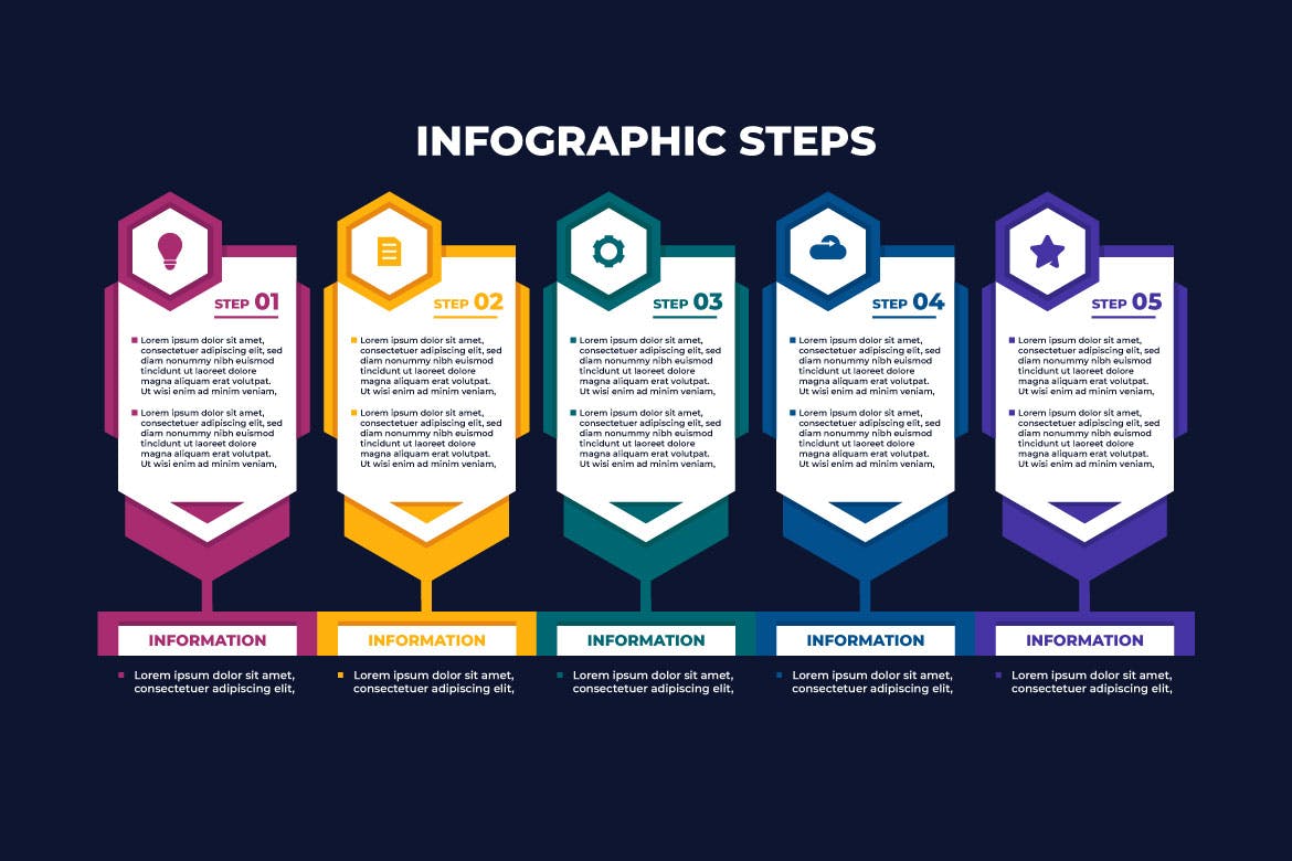 六角形商业信息图表模板 Hexagonal Business Infographic Template APP UI sucaiwan.com