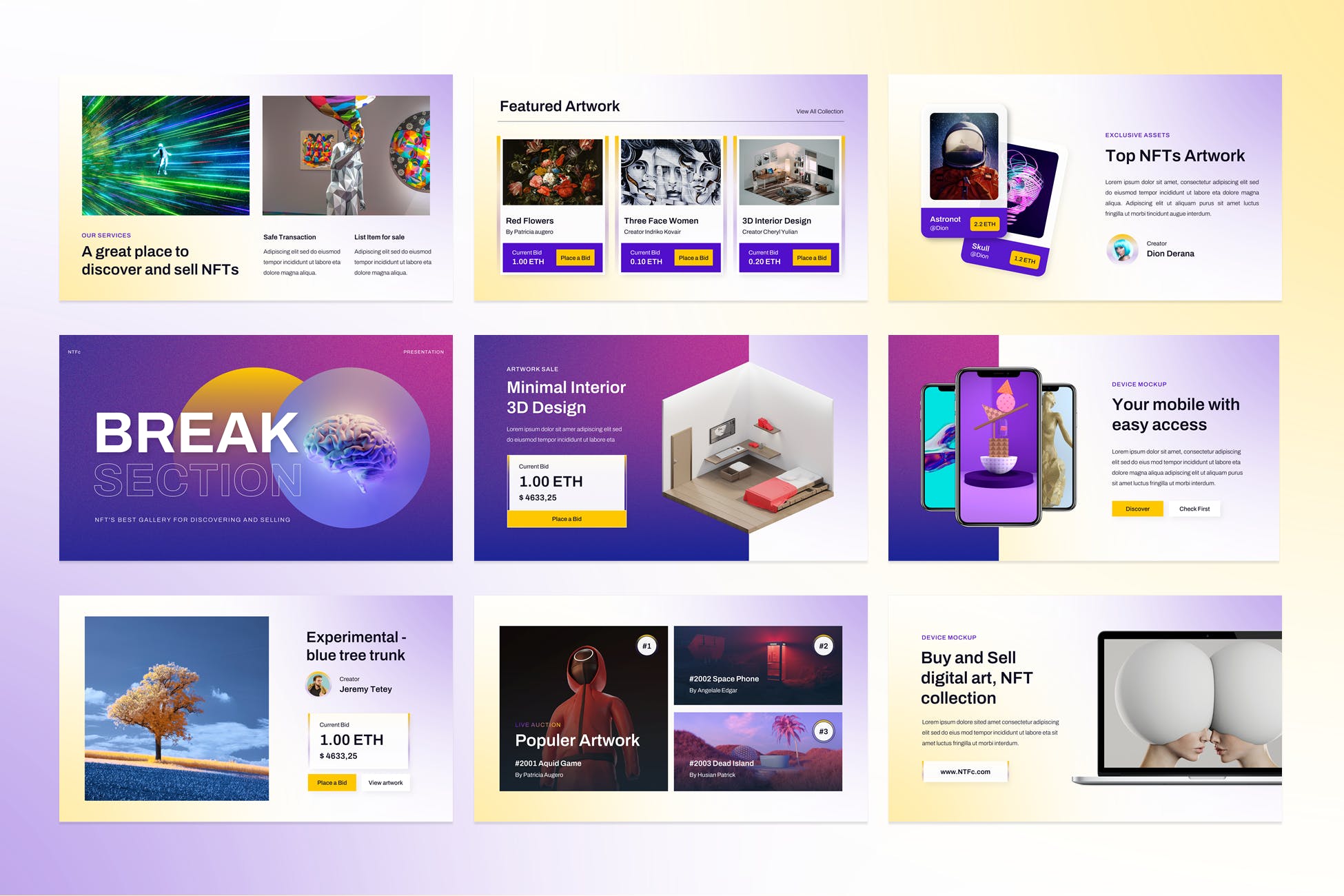 NFT创意数字资产PPT演示文稿 NFTc – NFT Creative Digital Assets PowerPoint 幻灯图表 sucaiwan.com