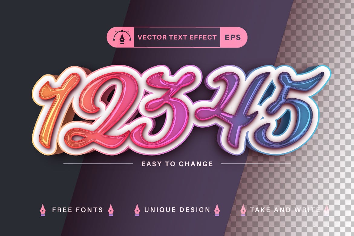 魔法渐变矢量文字效果字体样式 Magic Unicorn – Editable Text Effect, Font Style 插件预设 sucaiwan.com