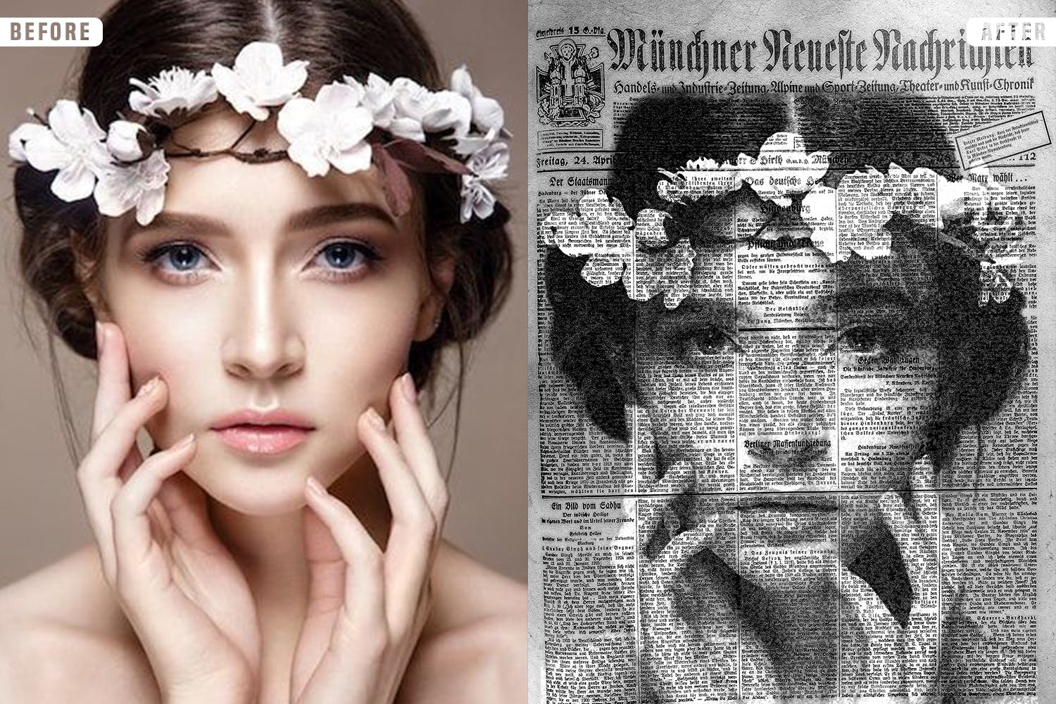 印刷报纸PS照片效果动作 News Paper Photoshop Effect 插件预设 sucaiwan.com