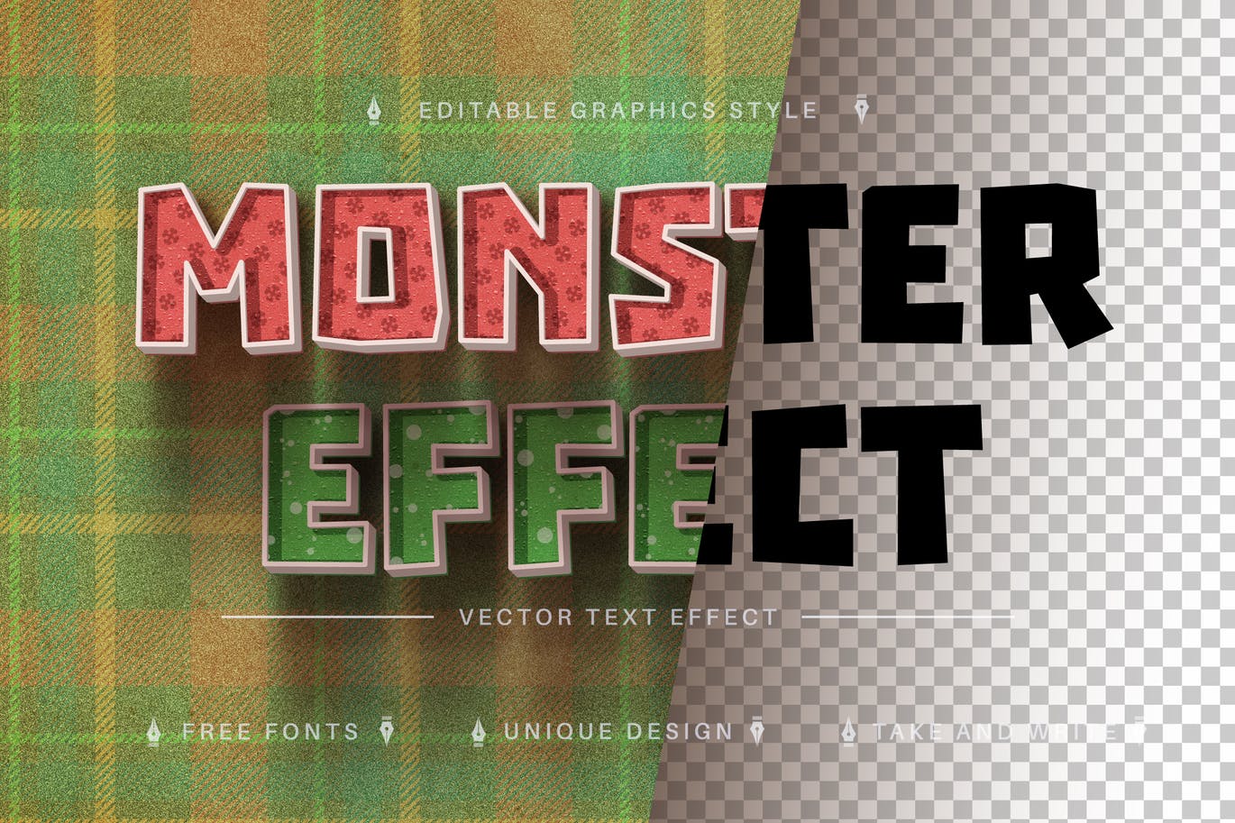 怪物纹理矢量文字效果字体样式 Monster – Editable Text Effect, Font Style 插件预设 sucaiwan.com