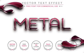 粉红金属矢量文字效果字体样式 Pink Metal – Editable Text Effect, Font Style