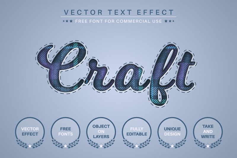牛仔裤格纹矢量文字效果字体样式 Jeans Tartan – Editable Text Effect, Font Style 插件预设 sucaiwan.com