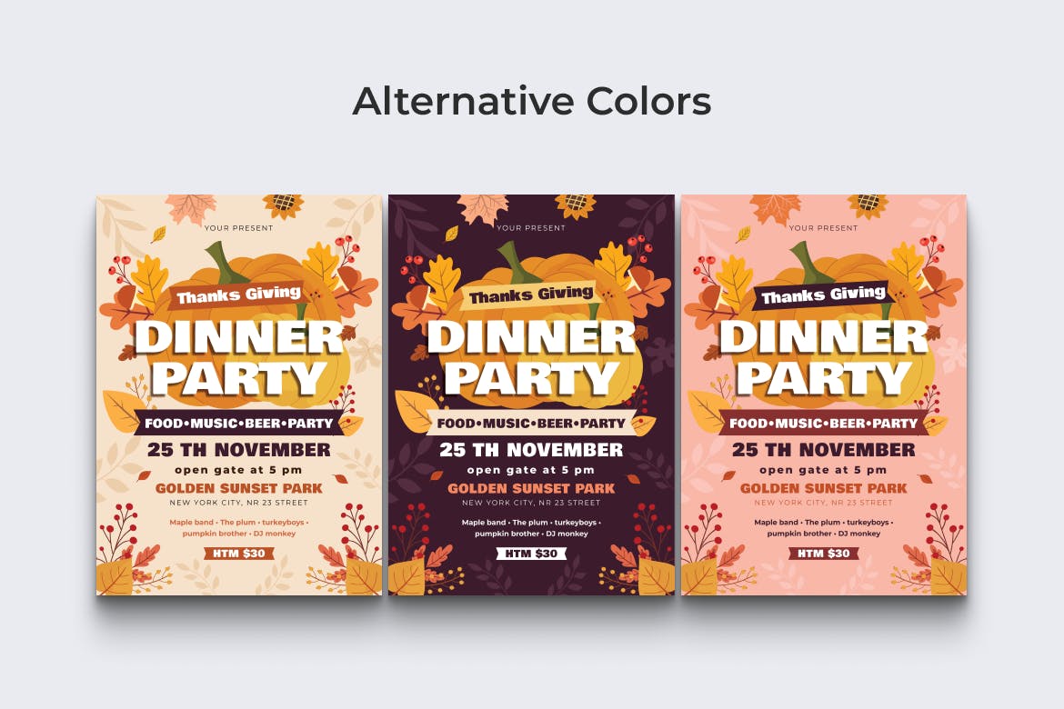 感恩节海报传单Ai和EPS模板 Event Thanks Giving Flyer Ai & EPS Template 设计素材 sucaiwan.com