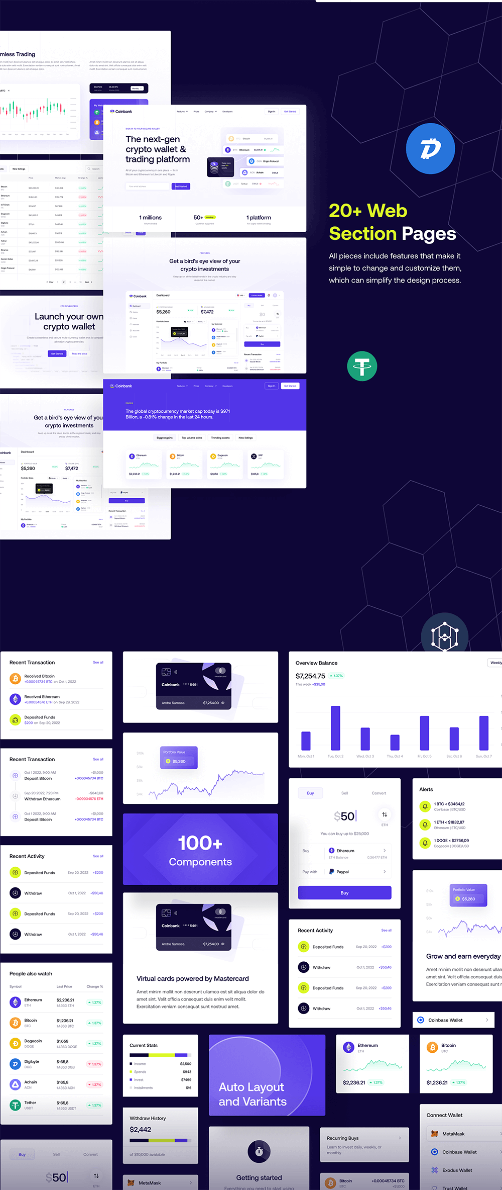 加密钱包和交易平台UI套件 APP UI sucaiwan.com