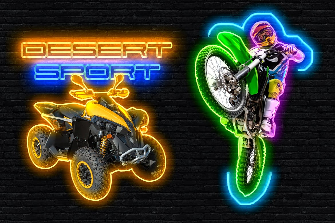 霓虹灯发光效果照片处理Photoshop动作 Neon Glow 2 Photoshop Action 插件预设 sucaiwan.com