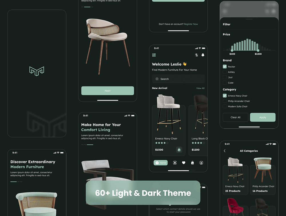 电子商务家具应用程序UI套件 APP UI sucaiwan.com