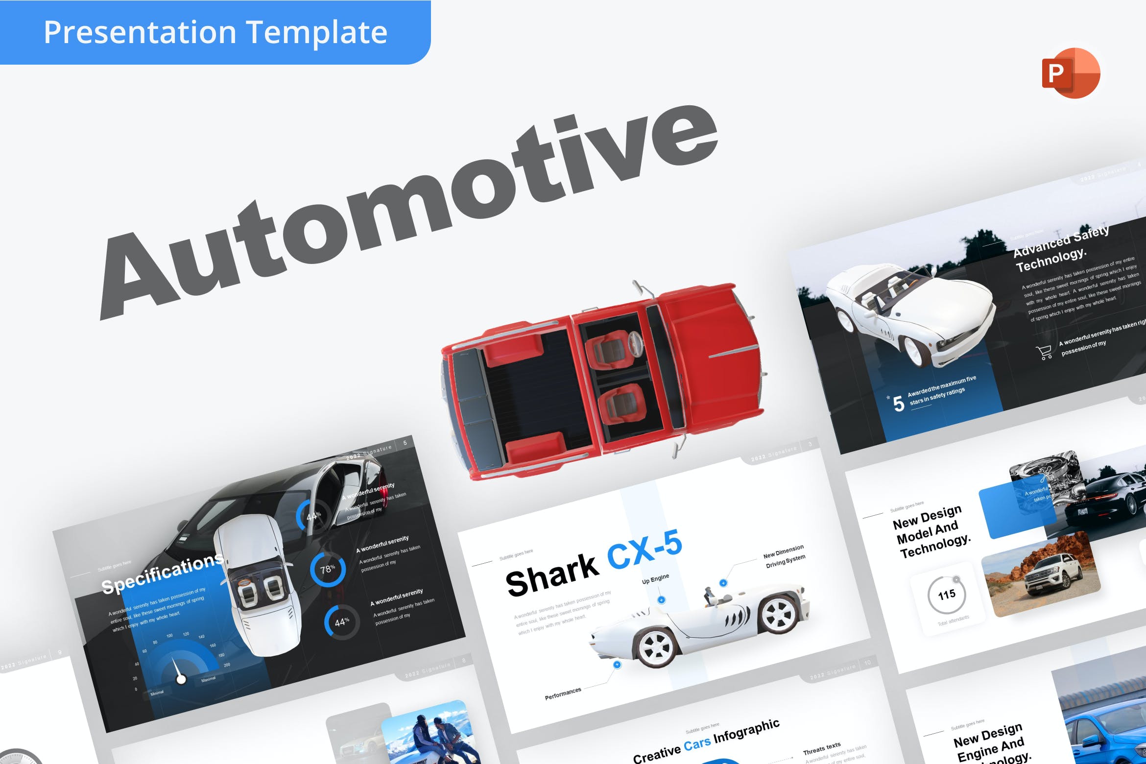 汽车行业Powerpoint幻灯片模板 Automotive PowerPoint Template 幻灯图表 sucaiwan.com