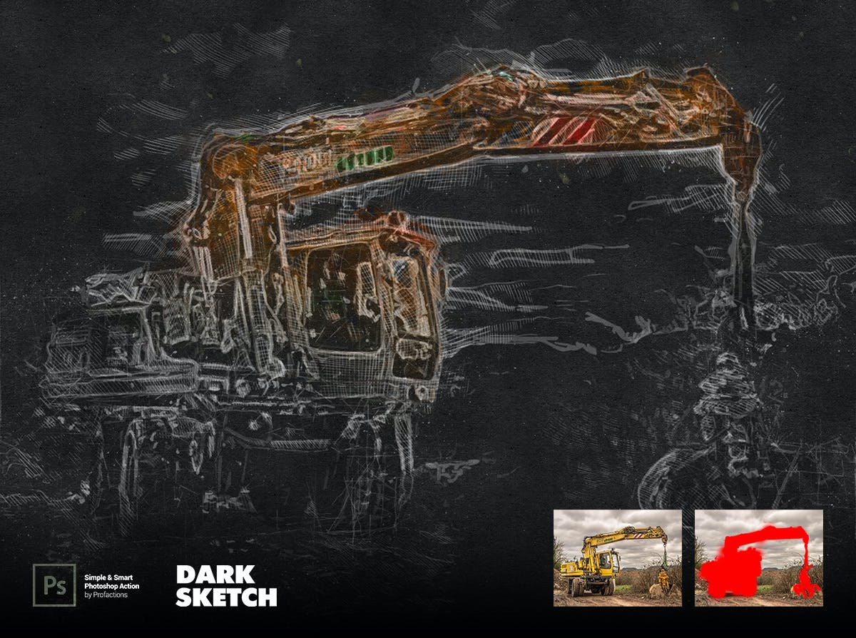 深色素描效果照片处理Photoshop动作 Dark Sketch Photoshop Action 插件预设 sucaiwan.com