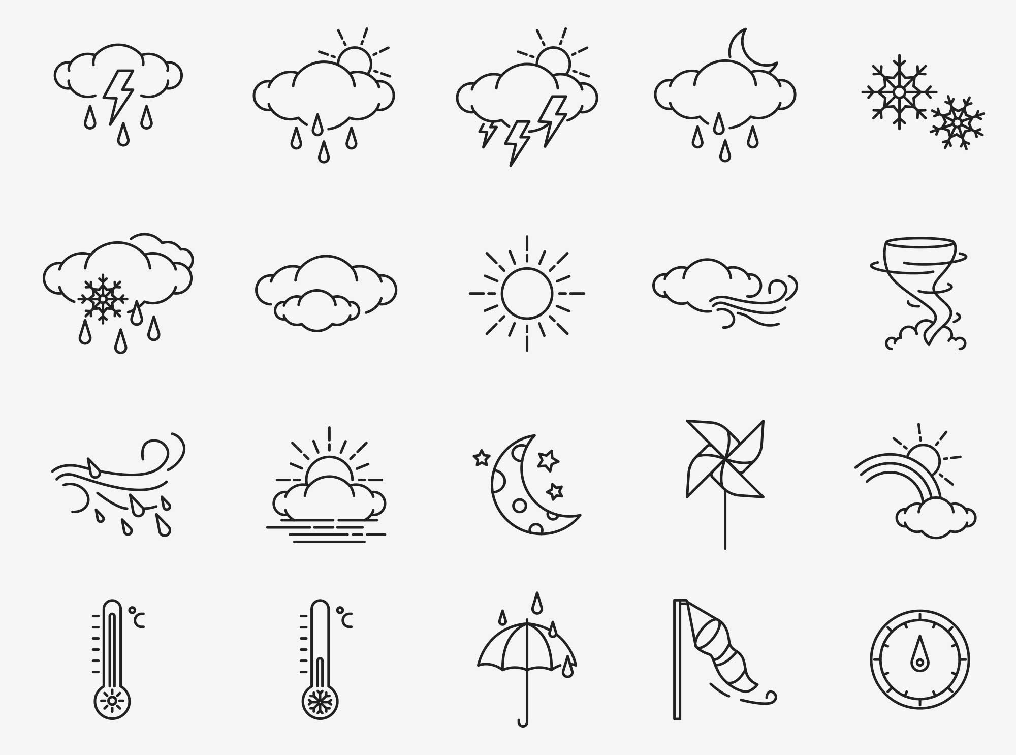 80个天气矢量图标 80 Weather Vector Icons 图标素材 sucaiwan.com