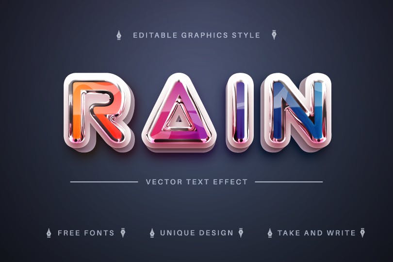 彩虹金属矢量文字效果字体样式 Star Rainbow – Editable Text Effect, Font Style 插件预设 sucaiwan.com