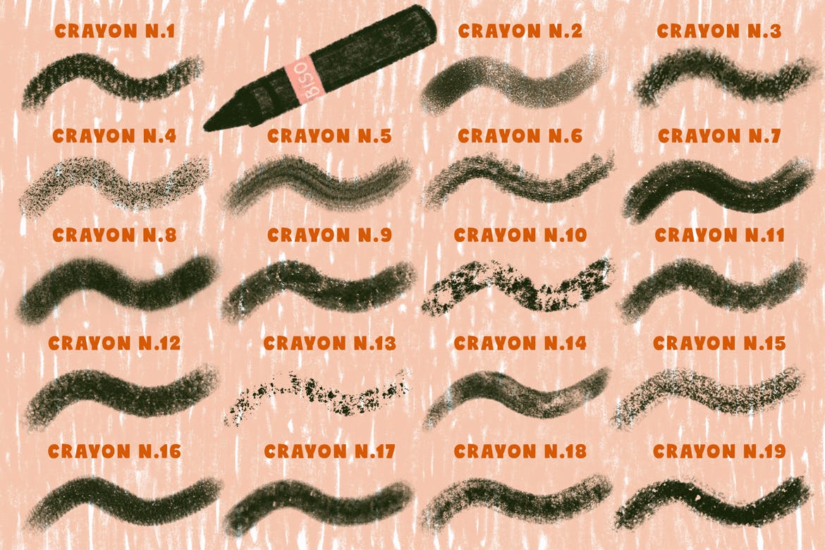 25个蜡笔和油画颜料Procreate笔刷 25 Crayons & Oil Pastels for Procreate 笔刷资源 sucaiwan.com